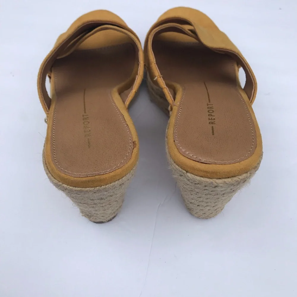 Golden Yellow Suede Slide Rope Wedge Espadrilles by Report in size 9